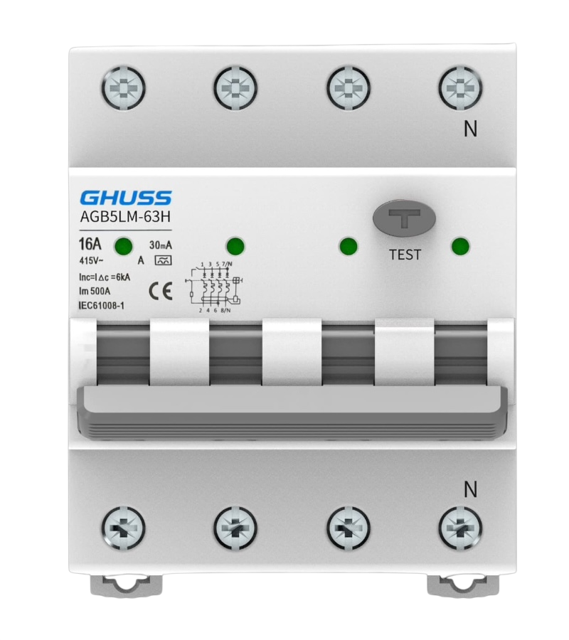 GHUSS aardlekautomaat B20 100mA 3-fase (3P+N) (spanningsonafhankelijk)